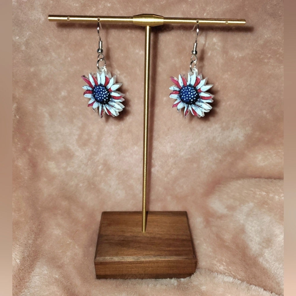 Patriotic Sunflower Earrings